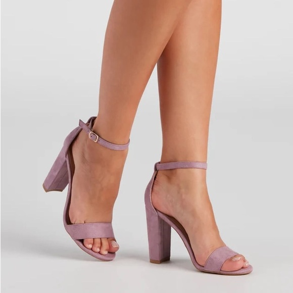 Windsor Lavender Suede Block Heel Sandal - 8 - Picture 1 of 5